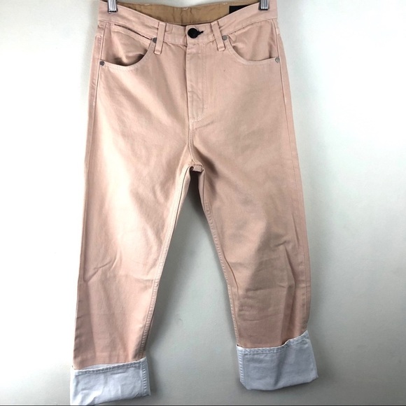 Rag & Bone Rbw15 Rose Light Pink High Rise Straight Selvedge Jeans 26 - Picture 3 of 8